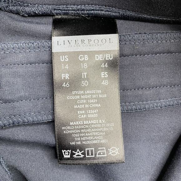 Liverpool Skirt Womens 14 Navy Blue Ponte Zip Pockets Mini Stretch Pull On - Picture 5 of 9